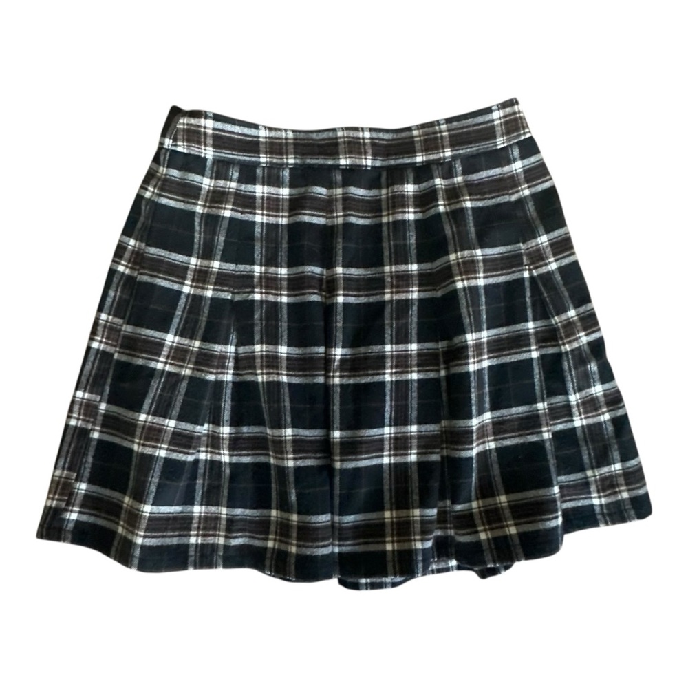 Hollister Ultra High Rise Plaid Mini Skirt – Navy, White & Brown – Size S